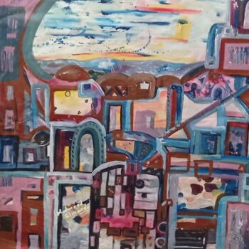 Peinture intitulée "Warm pink beam" par Mahmoud Elmardi, Œuvre d'art originale, Acrylique