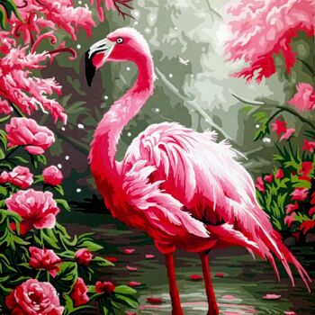 绘画 标题为“Pink Flamingo” 由Анатолий Рабков, 原创艺术品, 丙烯 安装在木质担架架上