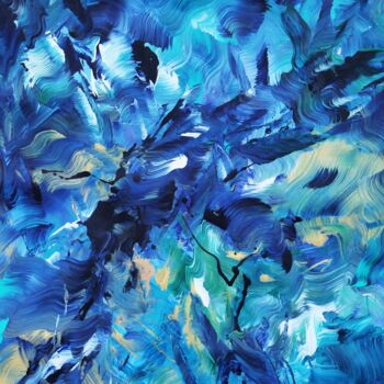 제목이 "Blue Waters"인 미술작품 Paresh Nrshinga F R S A로, 원작, 아크릴 나무 들것 프레임에 장착됨