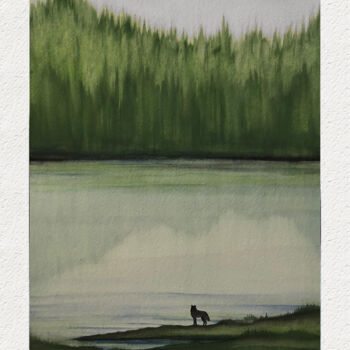 Printmaking titled "Green lake" by Davide Capriata, Original Artwork, Digital Print