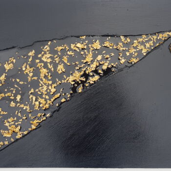 Sculpture titled "gold spray" by Baptiste P-L, Original Artwork, Resin Mounted on Wood Panel
