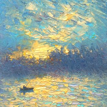 Painting titled "Evening 30" by Dmitry Oleyn, Original Artwork, Oil Mounted on Wood Stretcher frame