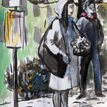 绘画 标题为“Autumn, girl with a…” 由Igor Studenikin (iSt), 原创艺术品, 彩画