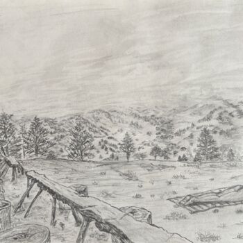 图画 标题为“Bench with a View” 由Eugen Serbanescu, 原创艺术品, 石墨