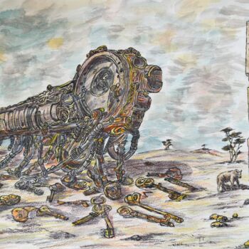 「The Key Master」というタイトルの描画 Eugen Serbanescuによって, オリジナルのアートワーク, インク