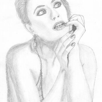제목이 "Elisa"인 그림 Christian Chollet로, 원작, 흑연 알루미늄에 장착됨