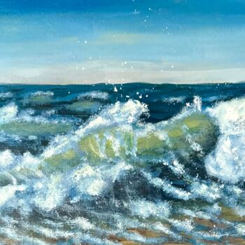 Painting titled "Sea form" by Alina Lark, Original Artwork, Acrylic Mounted on Cardboard