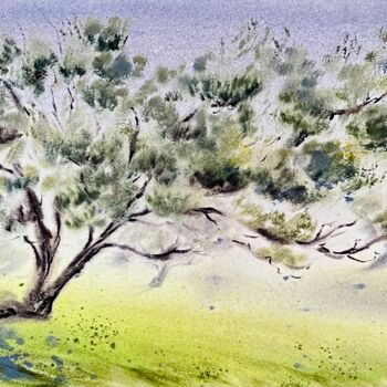 「Misty Forest Fanal」というタイトルの絵画 Yana Ivannikovaによって, オリジナルのアートワーク, 水彩画