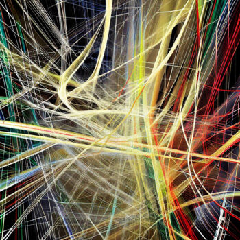 Digital Arts titled "Abstrakte Lichtspur…" by Lee Eggstein, Original Artwork, Digital Print Mounted on Wood Stretcher frame
