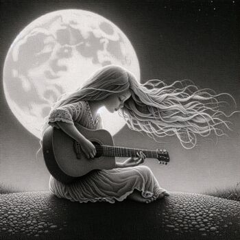 数字艺术 标题为“Moonlit Serenade” 由Aashish Singh, 原创艺术品, 数字油画