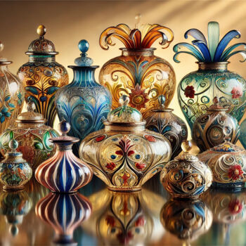 Digitale Kunst mit dem Titel "Glass Containers: A…" von Alberto Capitani, Original-Kunstwerk, KI-generiertes Bild