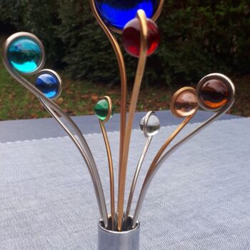 Sculpture intitulée "Exoplanètes florale…" par Frédéric Letrun, Œuvre d'art originale, Métaux
