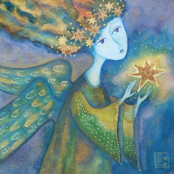 Painting titled "Guardian of the Sta…" by So Zo, Original Artwork, Watercolor
