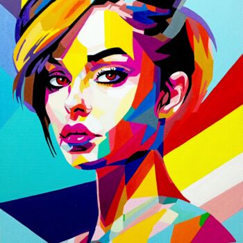 Painting titled "Beautiful girl" by Anatolii Rabkov, Original Artwork, Acrylic Mounted on Wood Stretcher frame