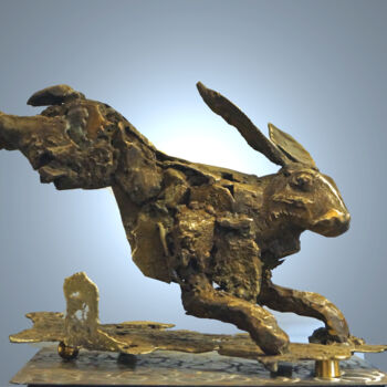 Sculpture intitulée "Lièvre" par Michel Neuville, Œuvre d'art originale, Bronze