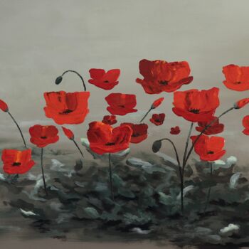 绘画 标题为“Les coquelicots” 由Francis De Faccio, 原创艺术品, 丙烯