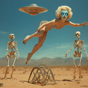 Digital Arts titled ""Out of Control v2"" by Pointless Pixels, Original Artwork, AI generated image Mounted on Wood Stretche…