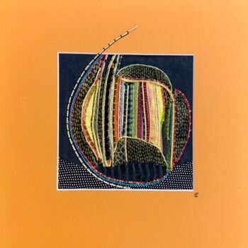 纺织艺术 标题为“Cerveau gauche?” 由Corinne Chapelle, 原创艺术品, 布 安装在纸板上