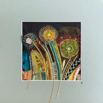 纺织艺术 标题为“Mon jardin d’automne” 由Corinne Chapelle, 原创艺术品, 布 安装在纸板上