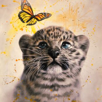Painting titled "ZEÏA" by Carine Lauber, Original Artwork, Oil Mounted on Wood Stretcher frame