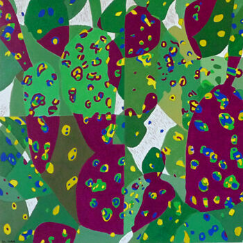 Peinture intitulée "Figues de Barbarie…" par Christian Vidal, Œuvre d'art originale, Acrylique Monté sur Panneau de bois