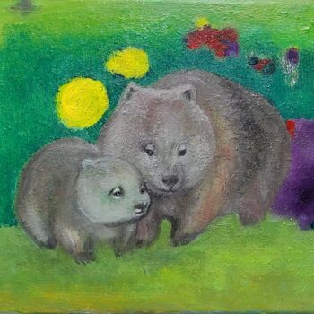Schilderij getiteld "A Wombat's Refuge:…" door Yeon-Gyeong Seo (Seo), Origineel Kunstwerk, Olie