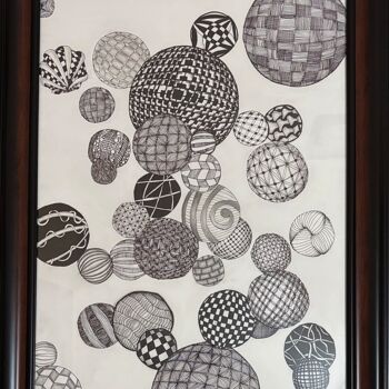 Drawing titled "Orbit of Imagination" by Jaspreet Kaur, Original Artwork, Ballpoint pen