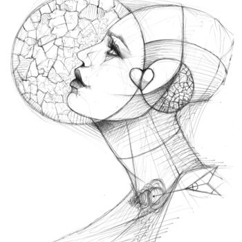 Drawing titled "Astronaut" by O-Hido Sonia Art, Original Artwork, Ballpoint pen