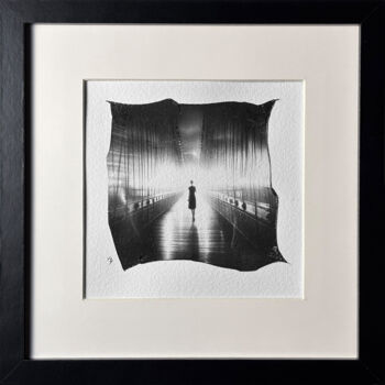 Photographie intitulée "Girl on a Night Bri…" par Vladimir Borele, Œuvre d'art originale, Tirage argentique