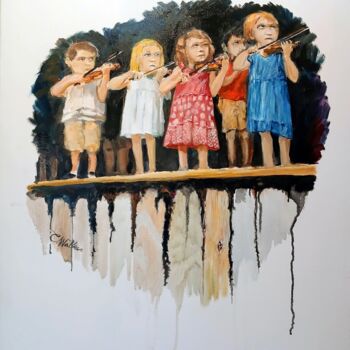 「Conservatoire」というタイトルの絵画 Christopher Walkerによって, オリジナルのアートワーク, オイル ウッドストレッチャーフレームにマウント