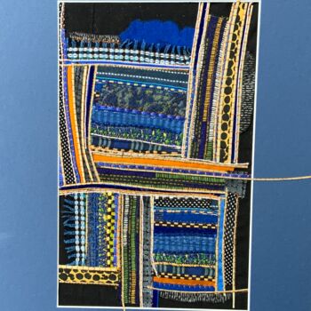 纺织艺术 标题为“Construction” 由Corinne Chapelle, 原创艺术品, 布 安装在纸板上