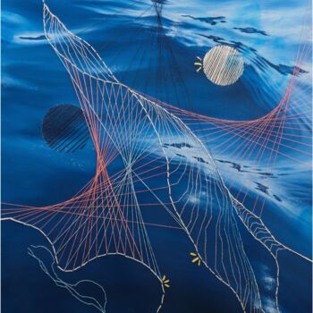 Pittura intitolato "Blue ripples" da Valeria Ocean, Opera d'arte originale, Olio Montato su Telaio per barella in legno