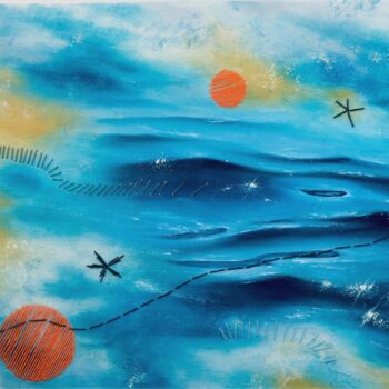 Painting titled "Harmony of the deep" by Valeria Ocean, Original Artwork, Oil Mounted on Wood Stretcher frame