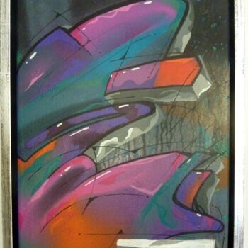Peinture intitulée "Trace 2430" par Saname, Œuvre d'art originale, Bombe aérosol Monté sur Châssis en bois