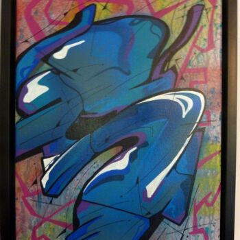 Peinture intitulée "Trace 2431" par Saname, Œuvre d'art originale, Bombe aérosol Monté sur Châssis en bois