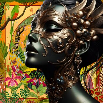 Digitale Kunst getiteld "Visage de femme mas…" door Artkdr, Origineel Kunstwerk, AI gegenereerde afbeelding