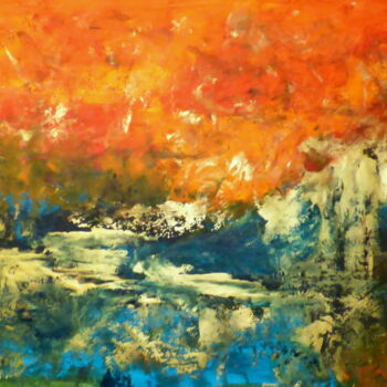 Malerei mit dem Titel "AllOver Sun" von Floria Rey, Original-Kunstwerk, Acryl
