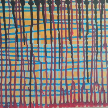 Ζωγραφική με τίτλο "Liquid fluid cage" από Roberto Scala, Αυθεντικά έργα τέχνης, Ακρυλικό Τοποθετήθηκε στο Ξύλινο φορείο σκε…
