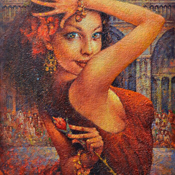 Pintura intitulada "Dance of Esmeralda" por Valeriy Kot, Obras de arte originais, Óleo Montado em Cartão
