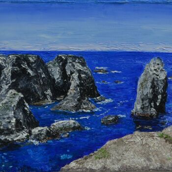 绘画 标题为“Coast, cliffs (Bell…” 由Vladimir Lebedev, 原创艺术品, 油 安装在木质担架架上