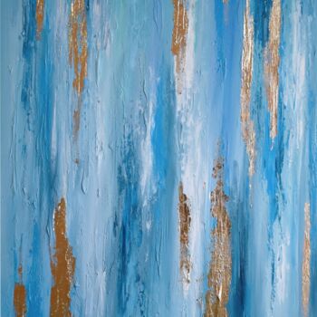 Painting titled "Blue Turquoise Abst…" by Juliya Jc, Original Artwork, Oil