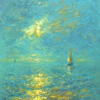 Ζωγραφική με τίτλο "Evening 33" από Dmitry Oleyn, Αυθεντικά έργα τέχνης, Λάδι Τοποθετήθηκε στο Ξύλινο φορείο σκελετό