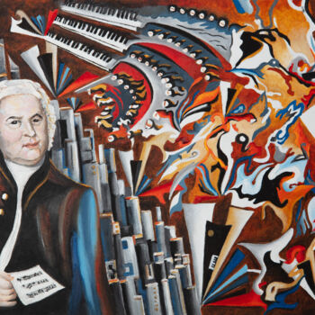 Painting titled "Toccata et fugue en…" by Marianne Kiciak, Original Artwork, Oil Mounted on Wood Panel