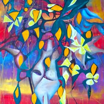 Peinture intitulée "FLOWERS IN A VASE" par Nadezda Baruns, Œuvre d'art originale, Acrylique Monté sur Châssis en bois