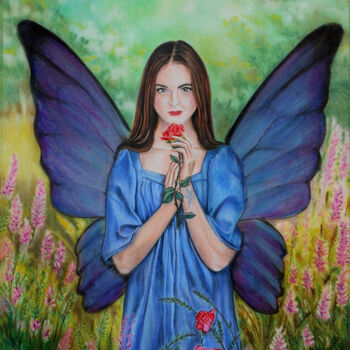 Σχέδιο με τίτλο "The Butterfly" από Taha Mansour, Αυθεντικά έργα τέχνης, Μολύβι