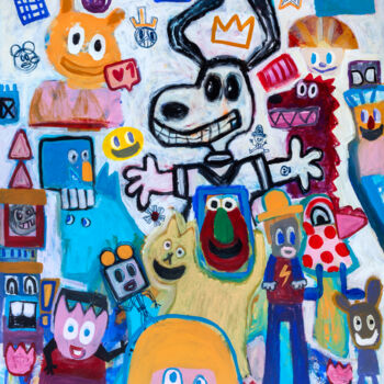 「Snoopy and his world」というタイトルの絵画 Tommy Lennartssonによって, オリジナルのアートワーク, アクリル