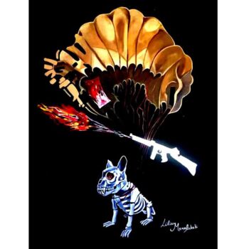 Schilderij getiteld "Puck" door Lilian Manolakaki (lm artist), Origineel Kunstwerk, Acryl