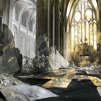 Digitale Kunst getiteld "Cathedral of forgot…" door Emanuel Baumann, Origineel Kunstwerk, Digitaal Schilderwerk