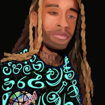 Ζωγραφική με τίτλο "Ty dolla sign" από Cosmoarty, Αυθεντικά έργα τέχνης, Ψηφιακή ζωγραφική Τοποθετήθηκε στο Ξύλινο φορείο σκ…