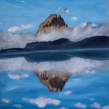 Painting titled "Symétrie (pic du mi…" by Elise Broca, Original Artwork, Acrylic Mounted on Wood Stretcher frame